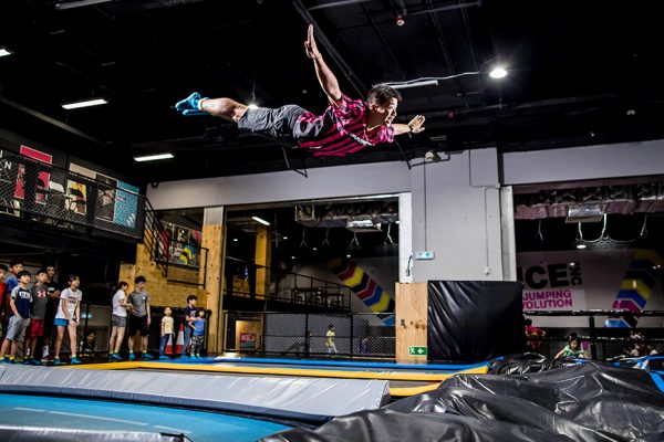 Photo of a staff member in the air using Big Bag